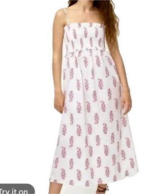 JCrew Women’s White Maxi Skirt with Red/Pink Floral Print